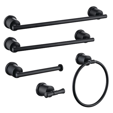 Kingston Brass 5-Piece Bathroom Accessory Set, Matte Black BAHK9112478MB